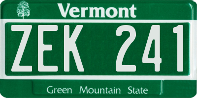 VT license plate ZEK241