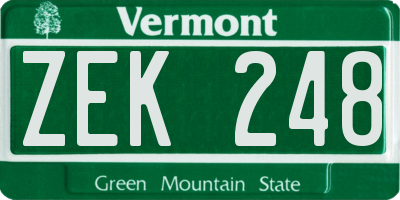 VT license plate ZEK248