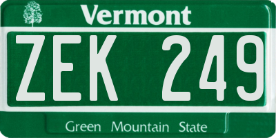 VT license plate ZEK249
