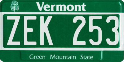 VT license plate ZEK253