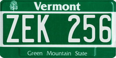VT license plate ZEK256