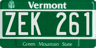 VT license plate ZEK261
