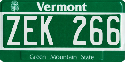 VT license plate ZEK266