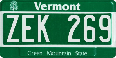 VT license plate ZEK269