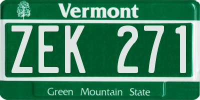 VT license plate ZEK271