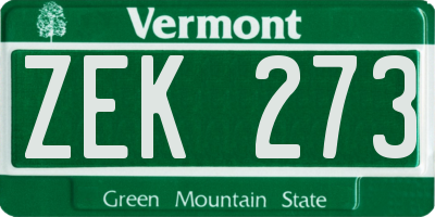 VT license plate ZEK273