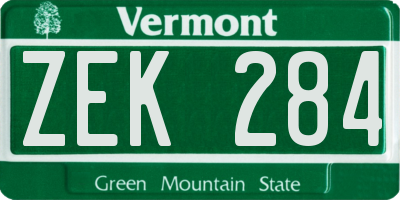 VT license plate ZEK284