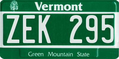 VT license plate ZEK295