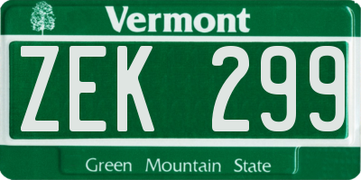 VT license plate ZEK299