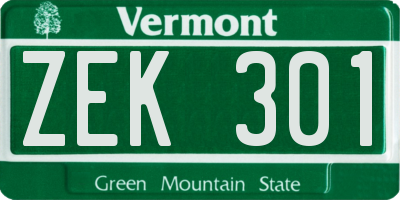 VT license plate ZEK301