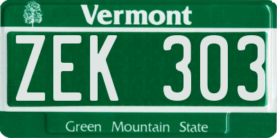 VT license plate ZEK303