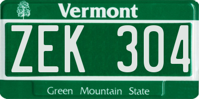 VT license plate ZEK304