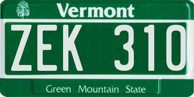 VT license plate ZEK310