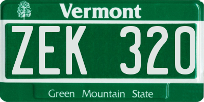 VT license plate ZEK320