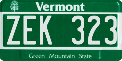VT license plate ZEK323