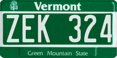VT license plate ZEK324