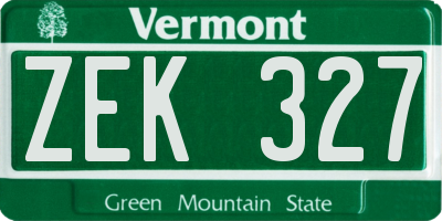 VT license plate ZEK327