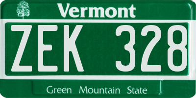 VT license plate ZEK328