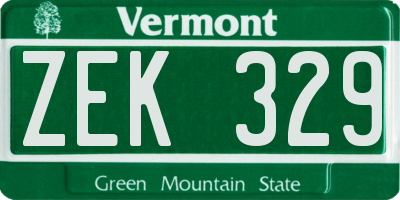 VT license plate ZEK329