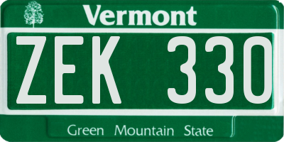 VT license plate ZEK330