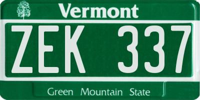 VT license plate ZEK337