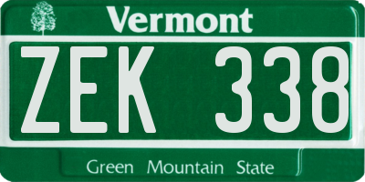 VT license plate ZEK338