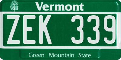 VT license plate ZEK339