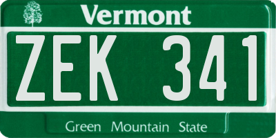 VT license plate ZEK341