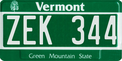 VT license plate ZEK344