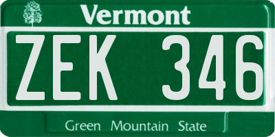 VT license plate ZEK346
