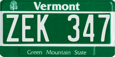 VT license plate ZEK347