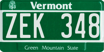 VT license plate ZEK348
