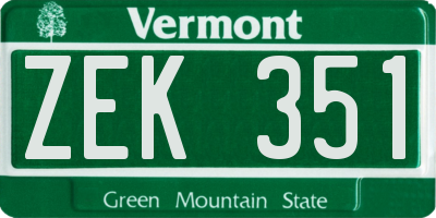 VT license plate ZEK351
