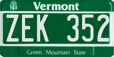VT license plate ZEK352