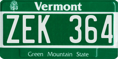 VT license plate ZEK364