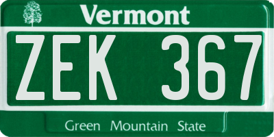 VT license plate ZEK367