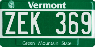 VT license plate ZEK369