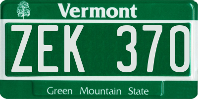 VT license plate ZEK370