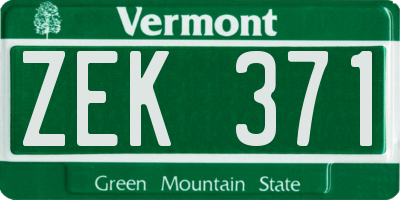 VT license plate ZEK371