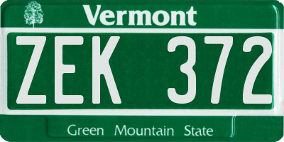 VT license plate ZEK372