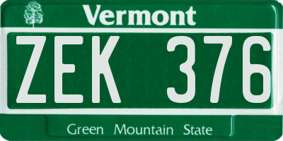 VT license plate ZEK376