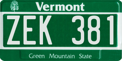 VT license plate ZEK381