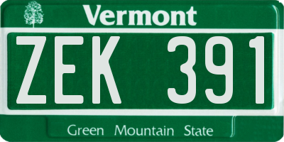 VT license plate ZEK391