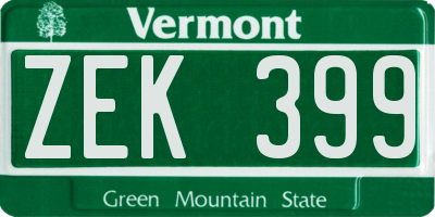 VT license plate ZEK399