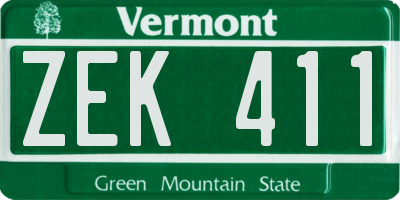 VT license plate ZEK411