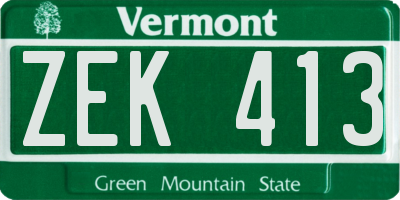VT license plate ZEK413