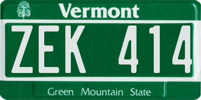 VT license plate ZEK414