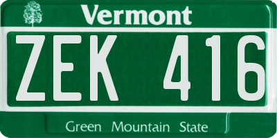 VT license plate ZEK416