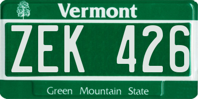 VT license plate ZEK426