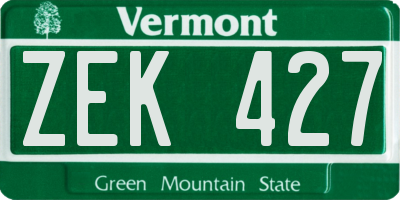 VT license plate ZEK427